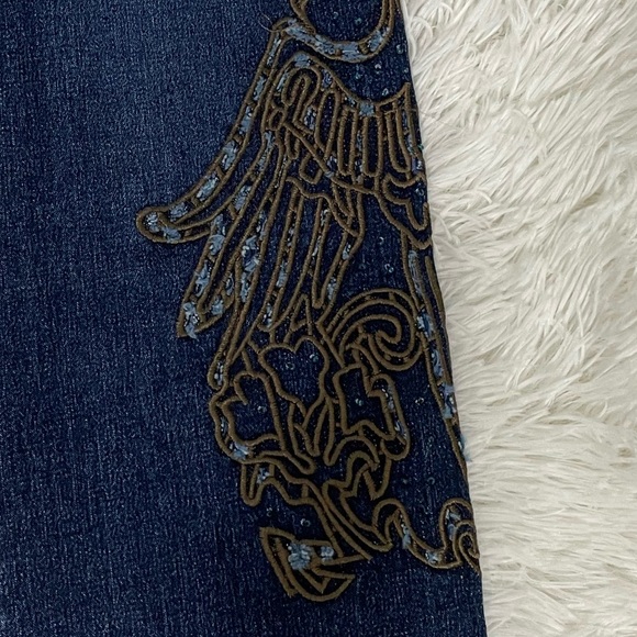 SOLID JEANS True Y2K Vintage Mid Rise Flare Stretch Denim Jeans Embroidered 1 - Picture 8 of 13